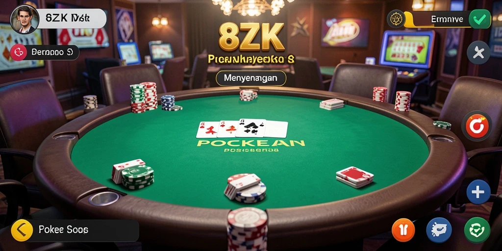 Tampilan gameplay Poker yang mendebarkan di 8ZK.