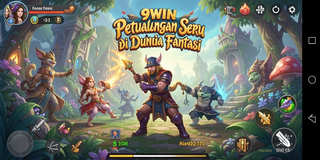 Screenshot utama 9WIN menampilkan petualangan epik di dunia fantasi.