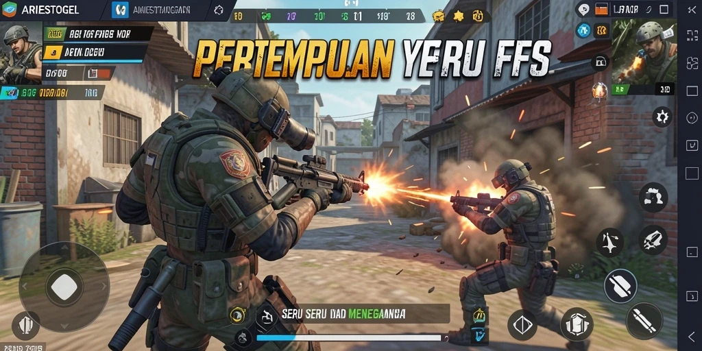 Tampilan gameplay menegangkan dalam ARIESTOGEL yang penuh aksi.
