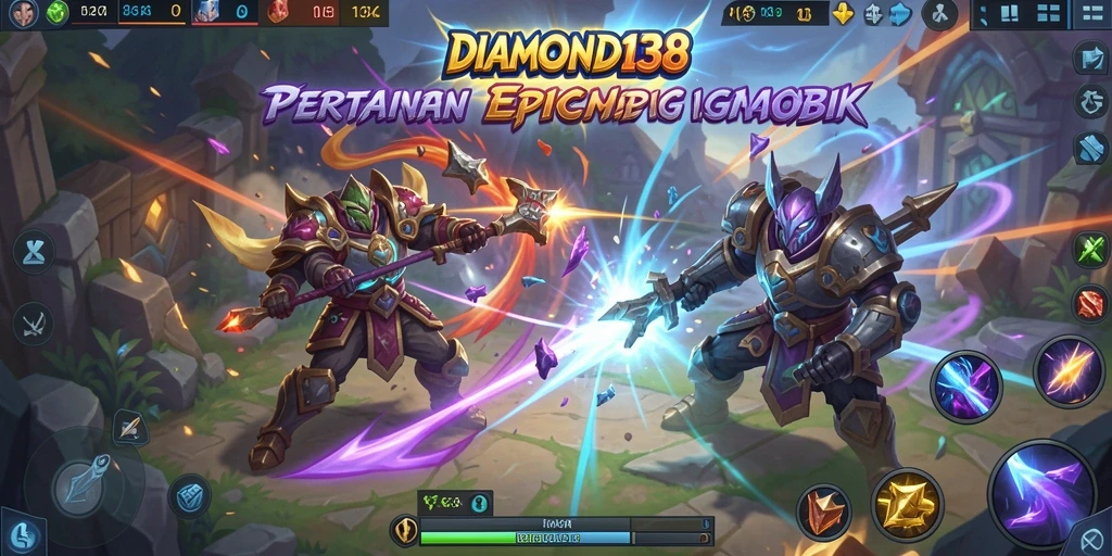Tangkapan layar gameplay <strong>DIAMOND138</strong> menunjukkan aksi pertempuran seru MOBA.