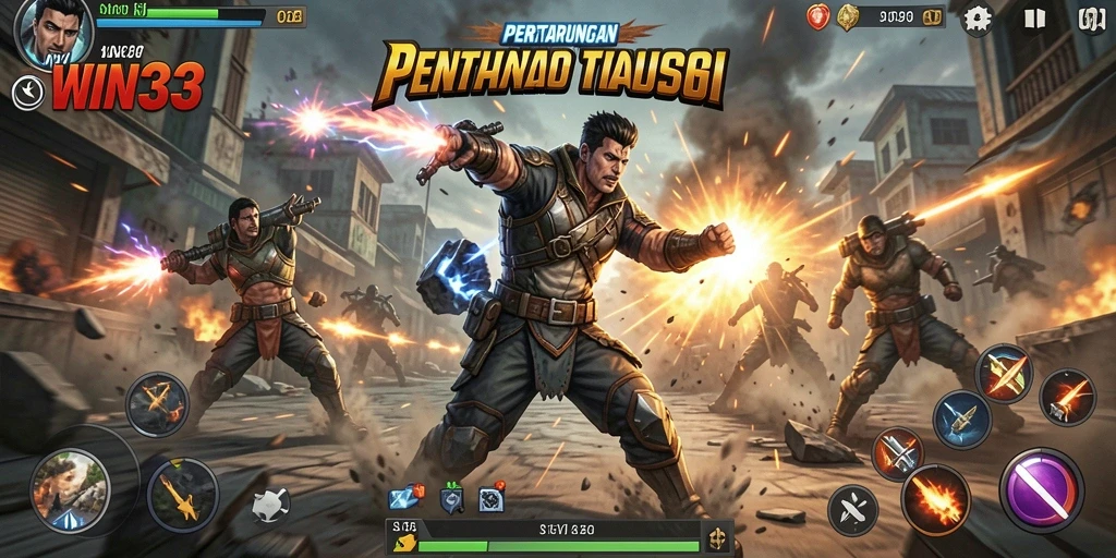 Tangkapan layar gameplay <strong>WIN33</strong> menampilkan pertarungan yang seru dan karakter yang terampil.